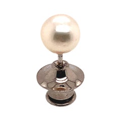 Vintage Mikimoto Estate Akoya Pearl Tie Pin for Men Sterling Silver