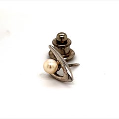 Mikimoto Estate Akoya Pearl Tie Pin Sterling Silver
