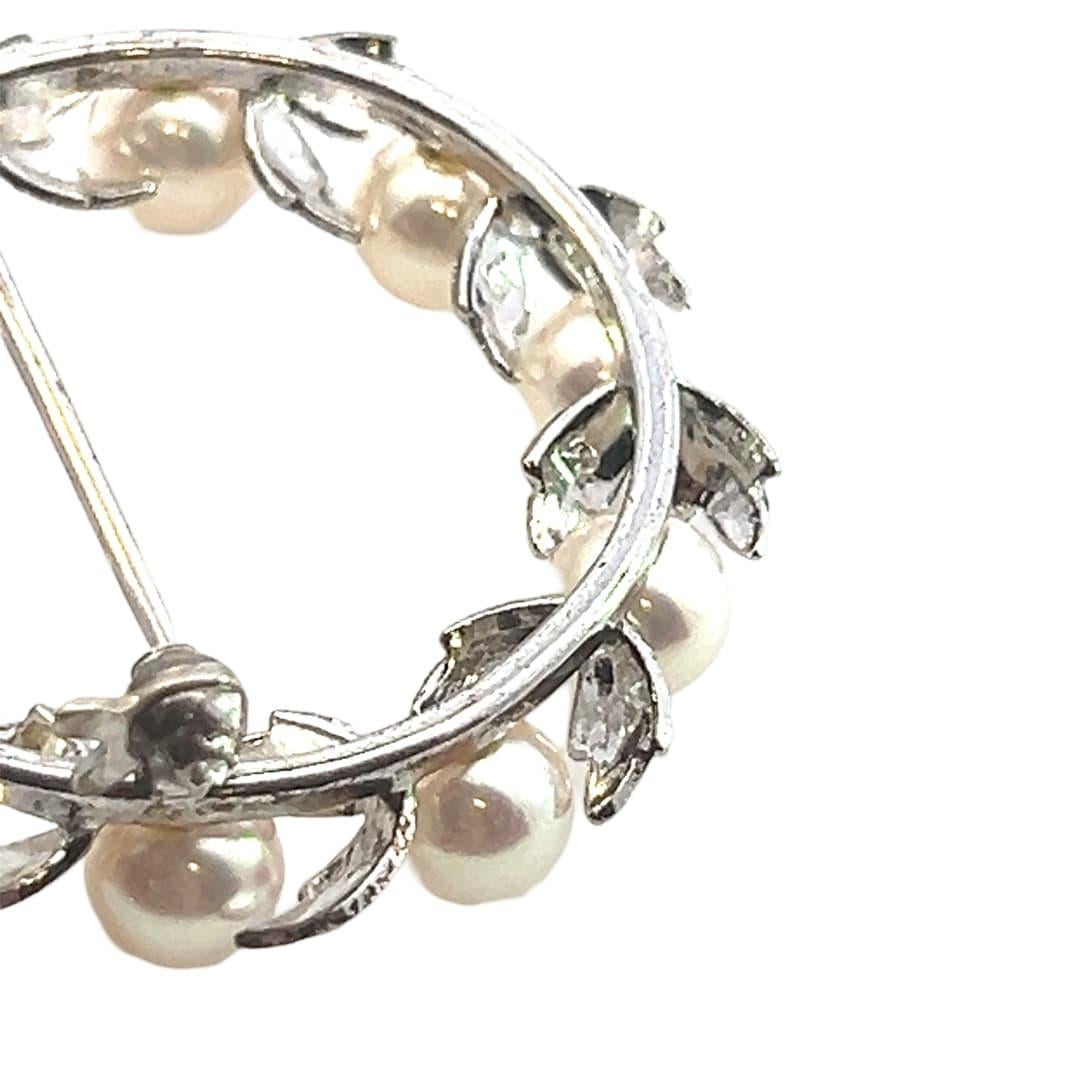 Mikimoto Estate Akoya Pearl Wreath Brooch Pin 1.375