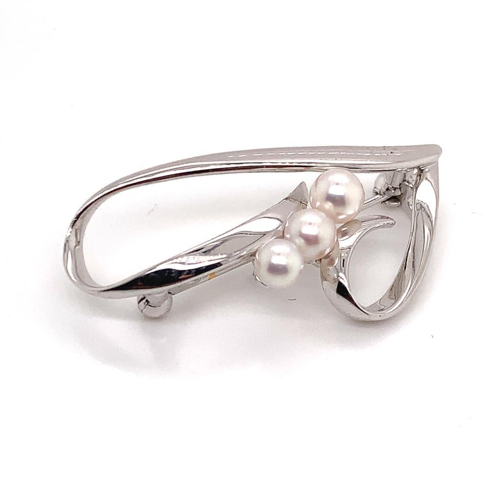 Mikimoto Estate Pin Brooch Sterling Silver 3.14 Gr For Sale 2