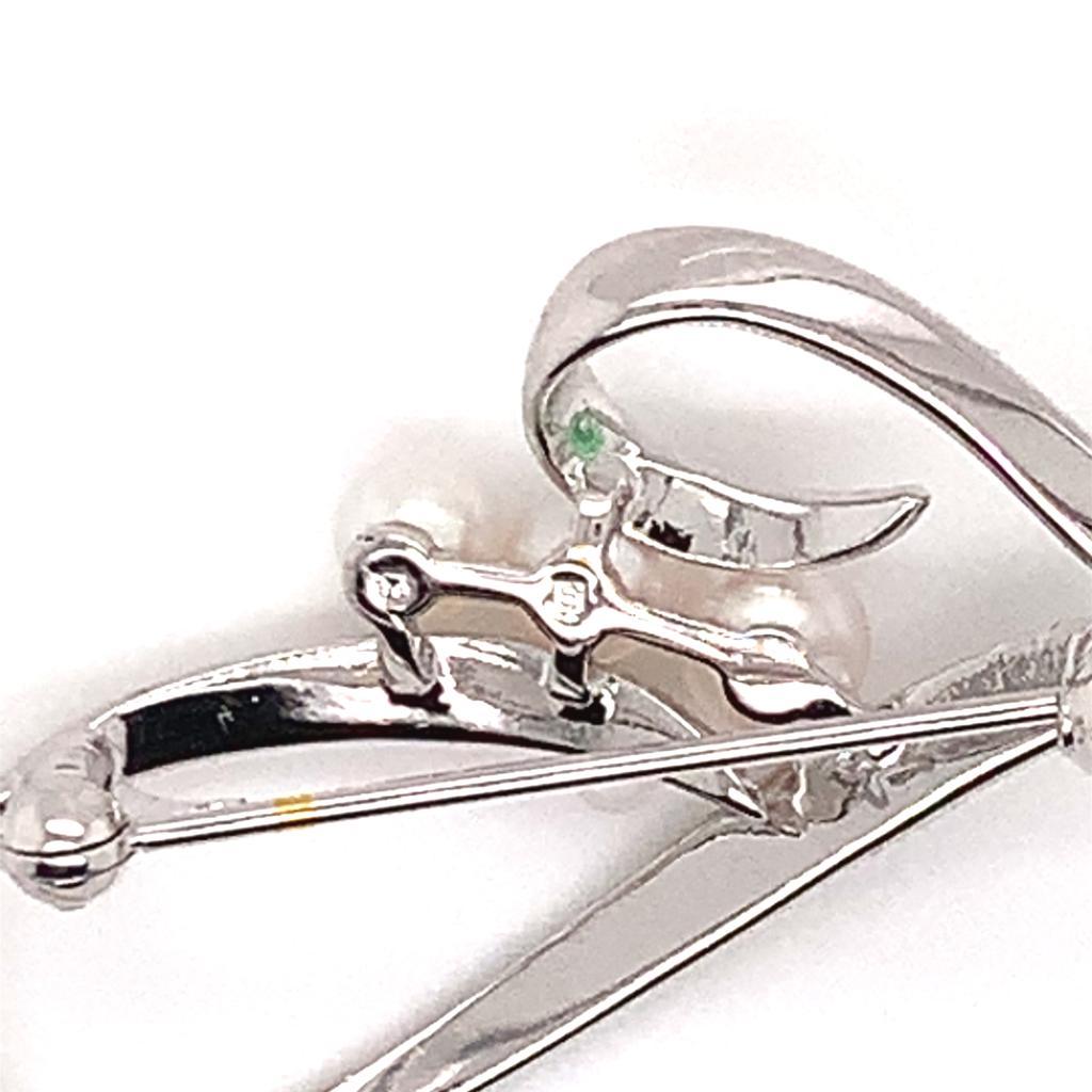 Women's Mikimoto Estate Pin Brooch Sterling Silver 3.14 Gr For Sale