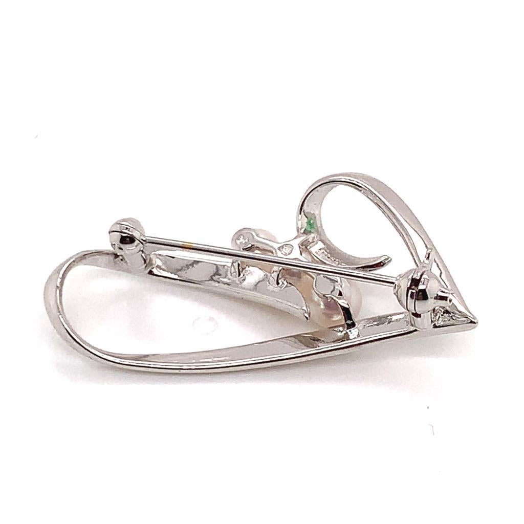 Mikimoto Estate Pin Brooch Sterling Silver 3.14 Gr For Sale 1