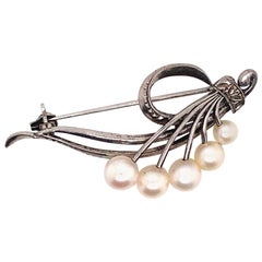 Mikimoto Estate Pin Brooch Sterling Silver 3.9 Grams