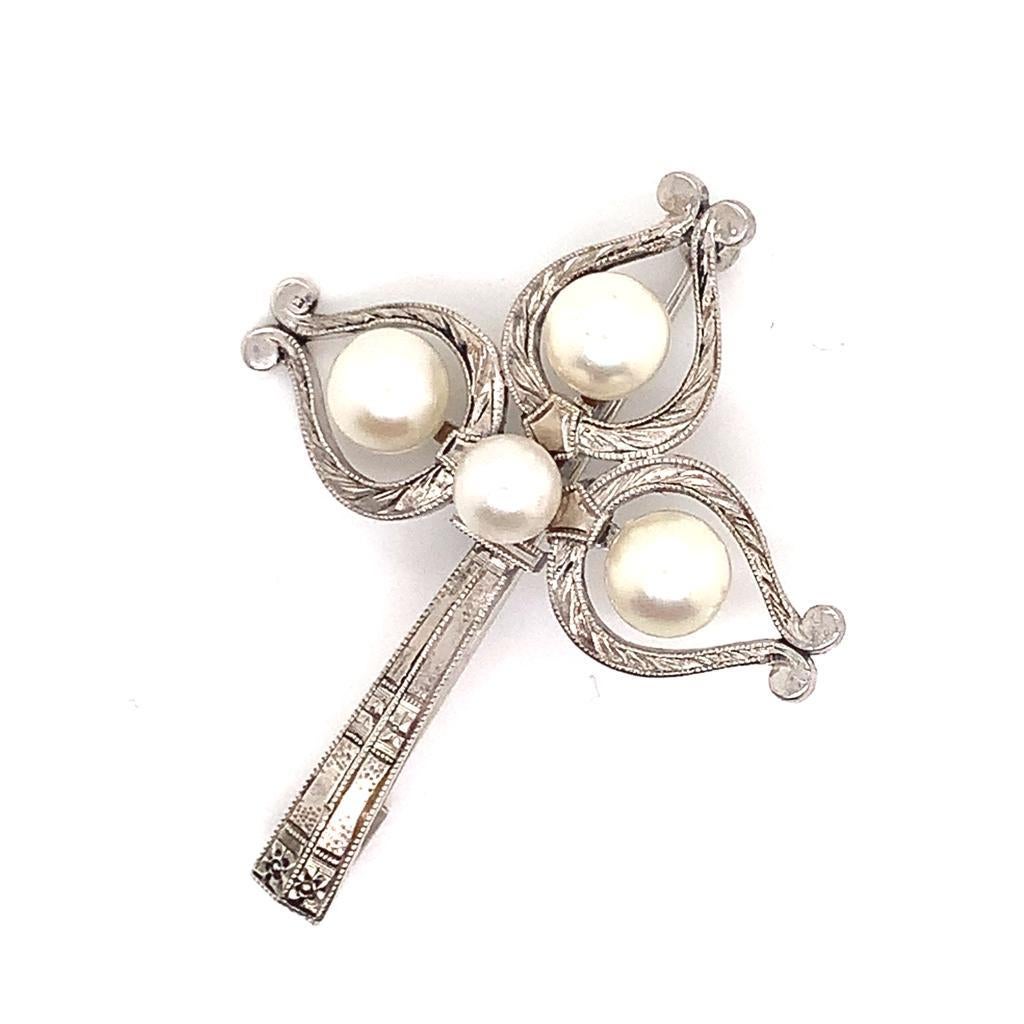 Women's Mikimoto Estate Pin Brooch Sterling Silver 5.285 Gr