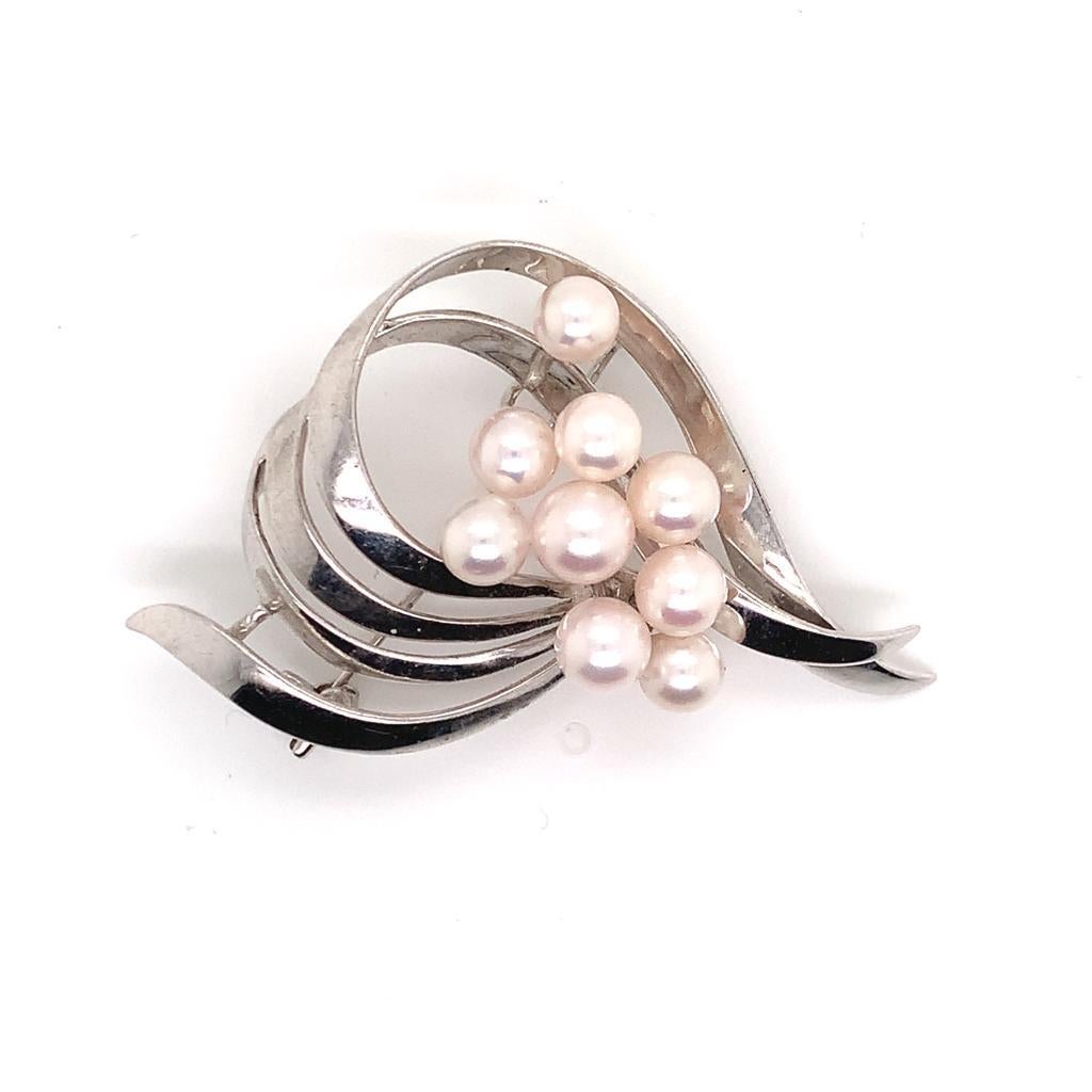 Mikimoto Estate Pin Brooch Sterling Silver 8 Gr 5