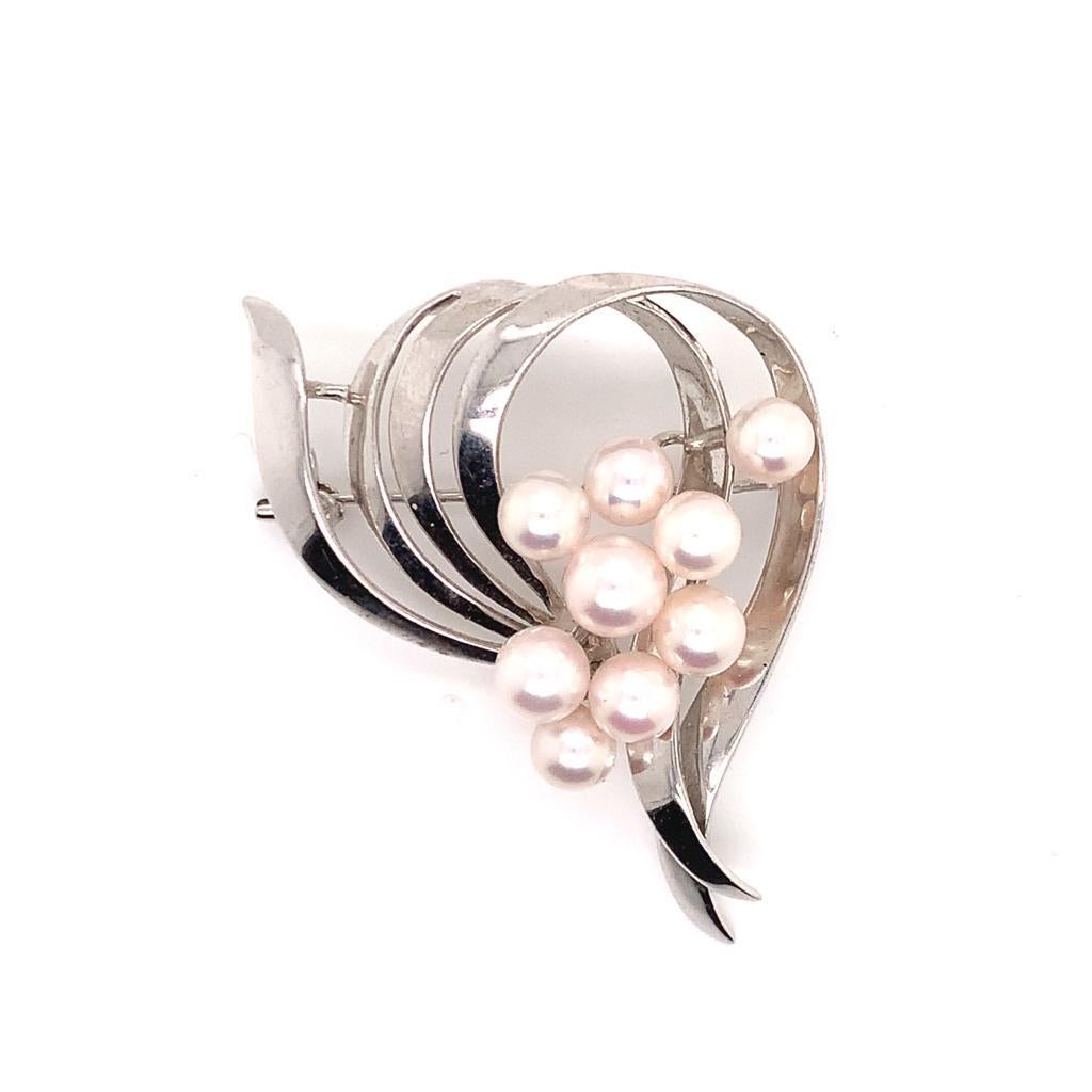 Mikimoto Estate Pin Brooch Sterling Silver 8 Gr 2