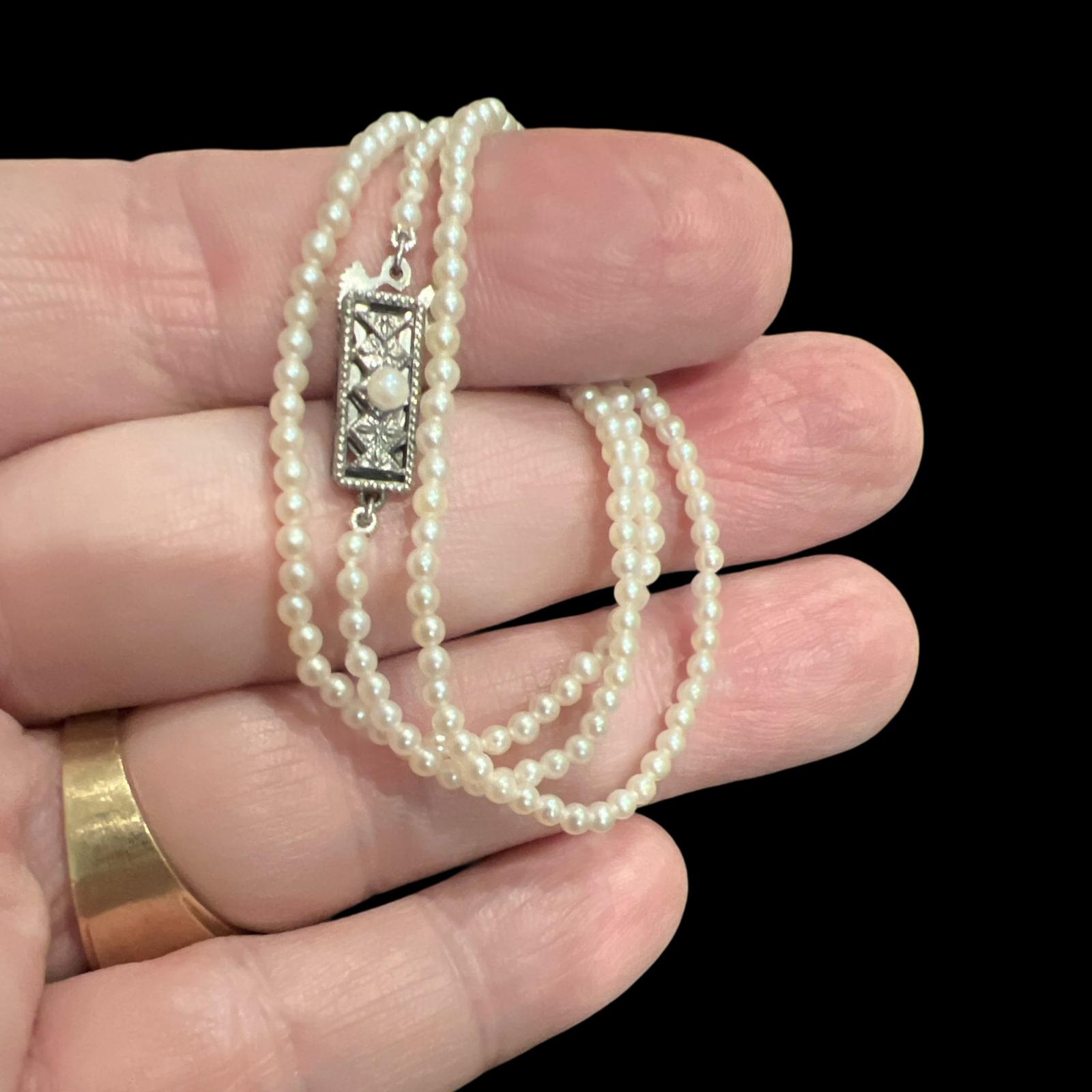 Round Cut Mikimoto Estate Rare Baby Akoya Pearl Necklace 16