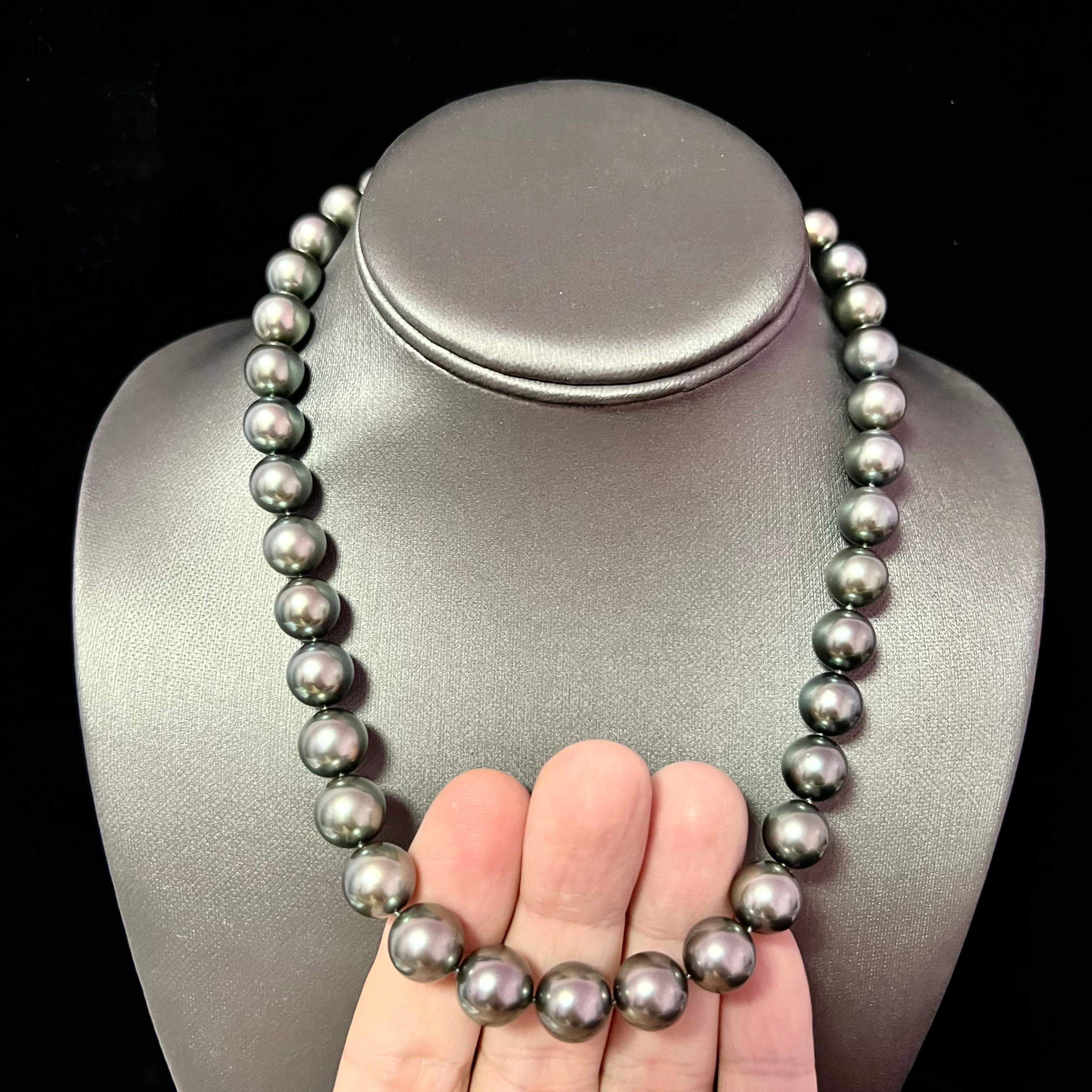 Mikimoto Estate Tahitian Pearl Necklace 18k Gold 11.6 mm Certified 1