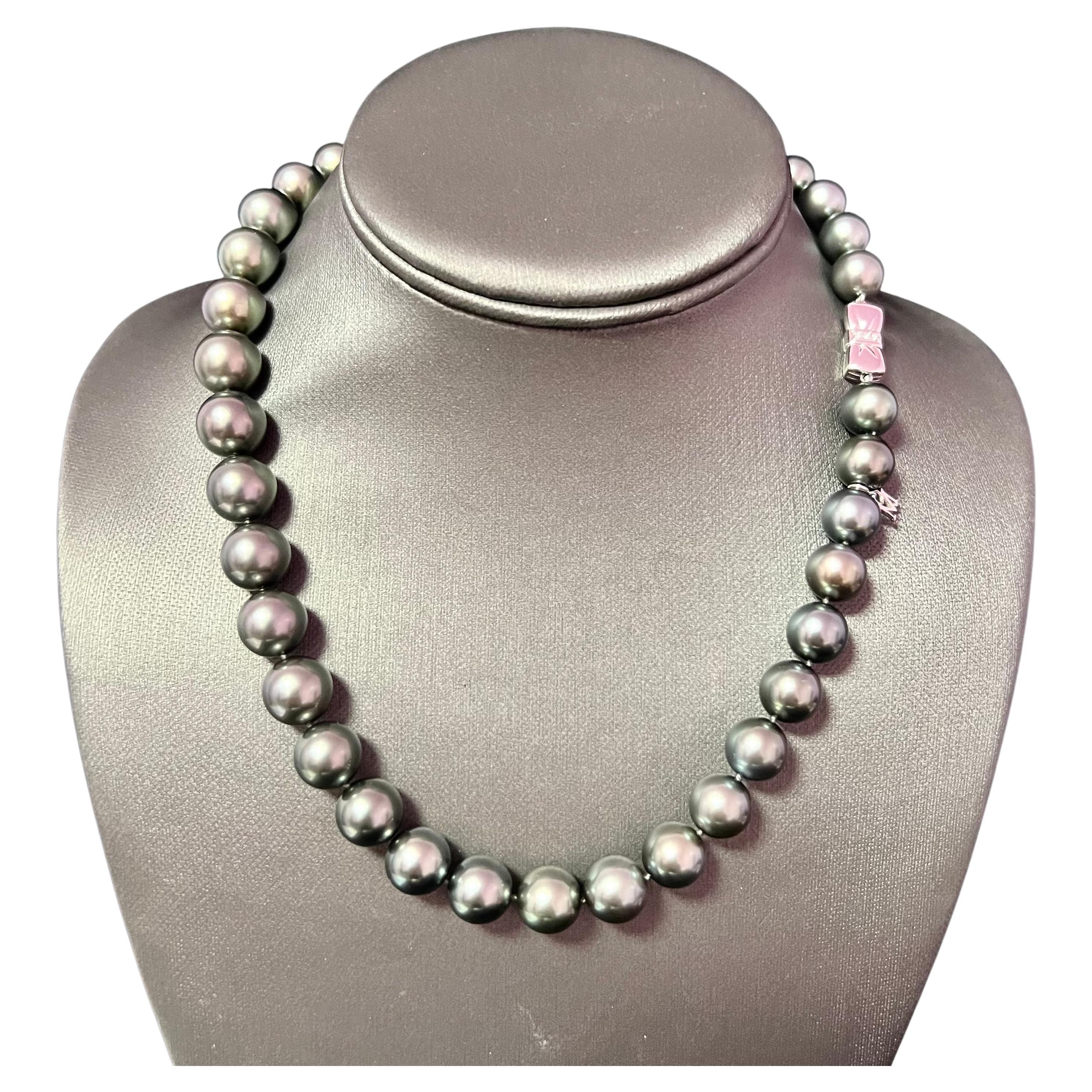 Mikimoto Estate Tahitian Pearl Necklace 18k Gold 11.6 mm Certified