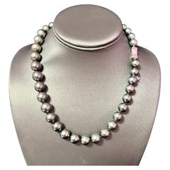 Vintage Mikimoto Estate Tahitian Pearl Necklace 18k Gold 11.6 mm Certified
