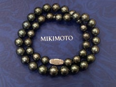 Mikimoto Estate Tahitian Pearl Necklace 18 Karat Certified