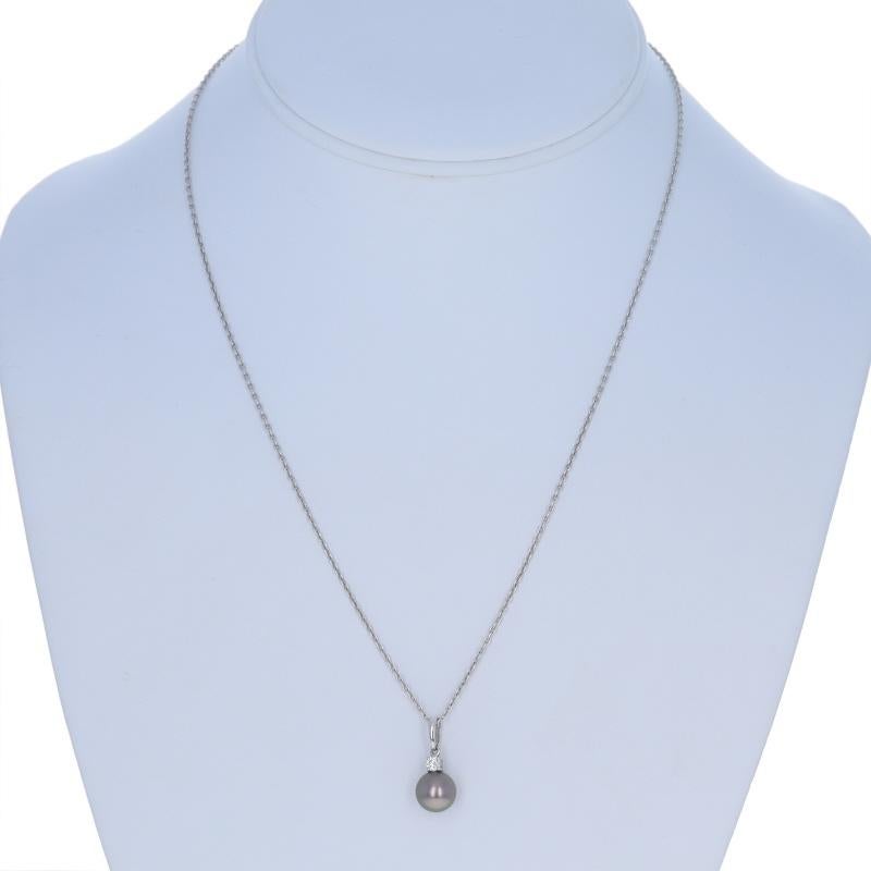 Perlina Mikimoto Everyday Essentials Collana Dia di perle nere dei mari del sud in oro bianco 18k in vendita