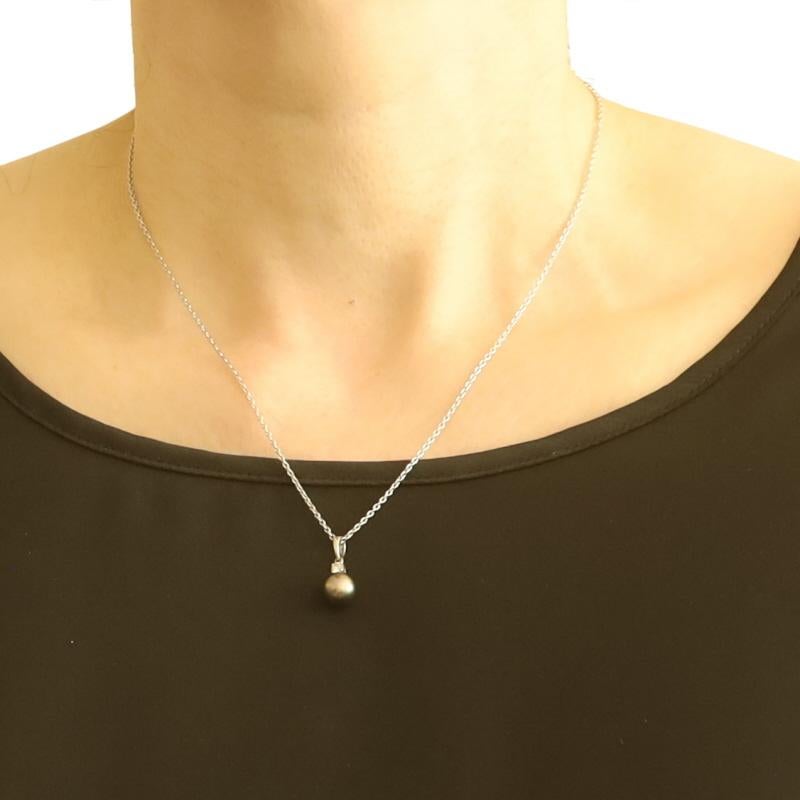 Mikimoto Everyday Essentials Collana Dia di perle nere dei mari del sud in oro bianco 18k In condizioni ottime in vendita a Greensboro, NC