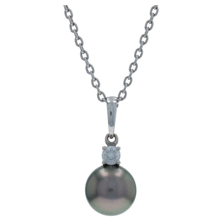 Mikimoto Everyday Essentials Collana Dia di perle nere dei mari del sud in oro bianco 18k