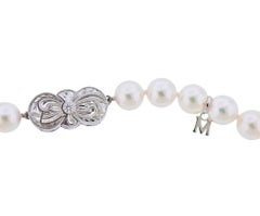 Mikimoto Ginza Special Edition A Pearl Diamond Necklace Earrings Set