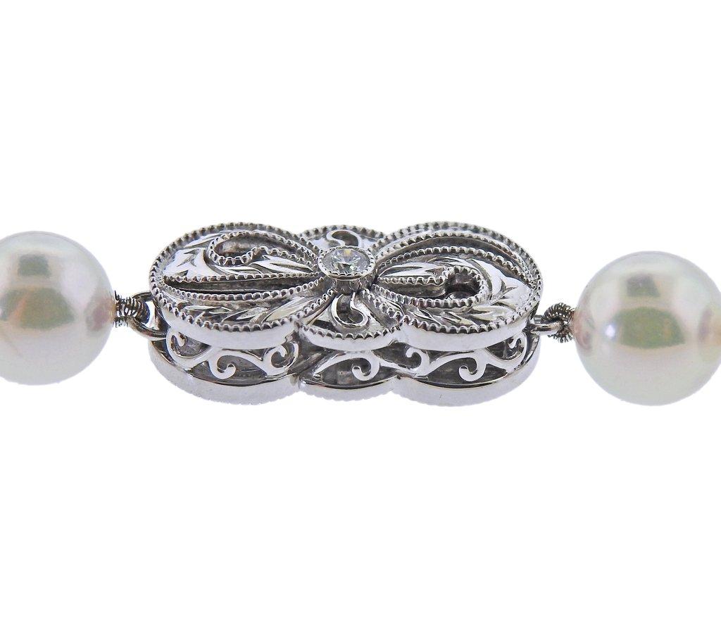 Mikimoto Ginza Sonderausgabe A Perle Diamant Halskette Ohrringe Set 2