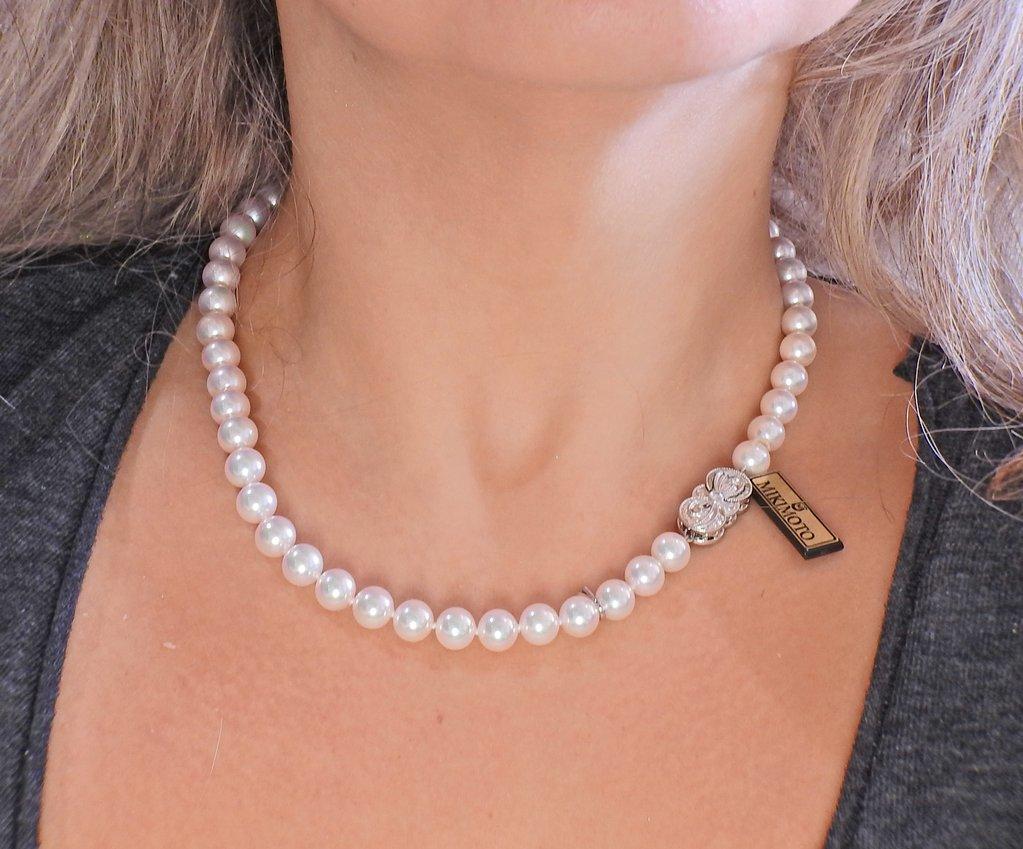 Mikimoto Ginza Sonderausgabe A Perle Diamant Halskette Ohrringe Set 4