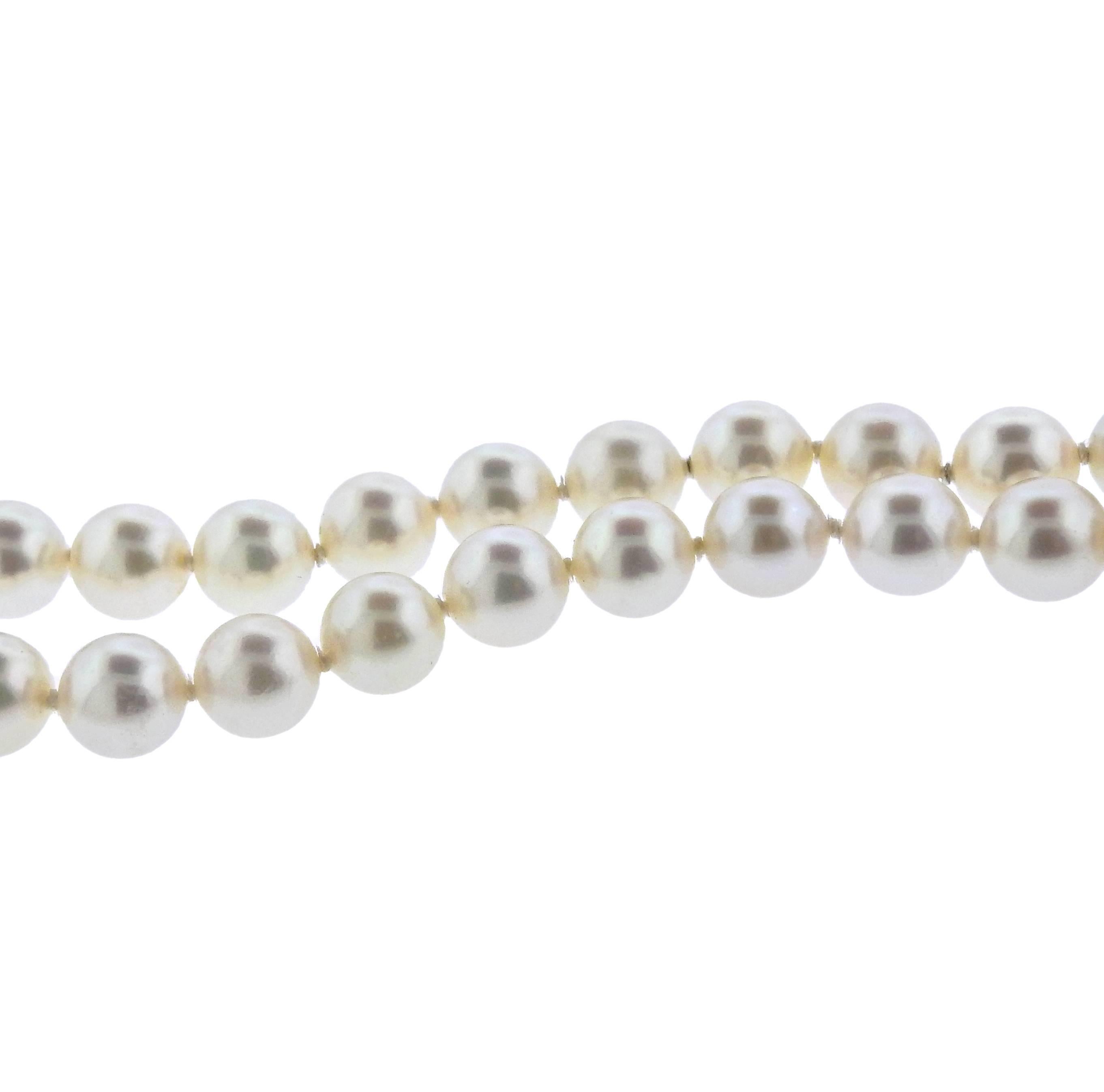 Women's or Men's Mikimoto Gold Pearl Strand Necklace