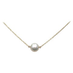 Mikimoto Gold and Single Pearl Necklace