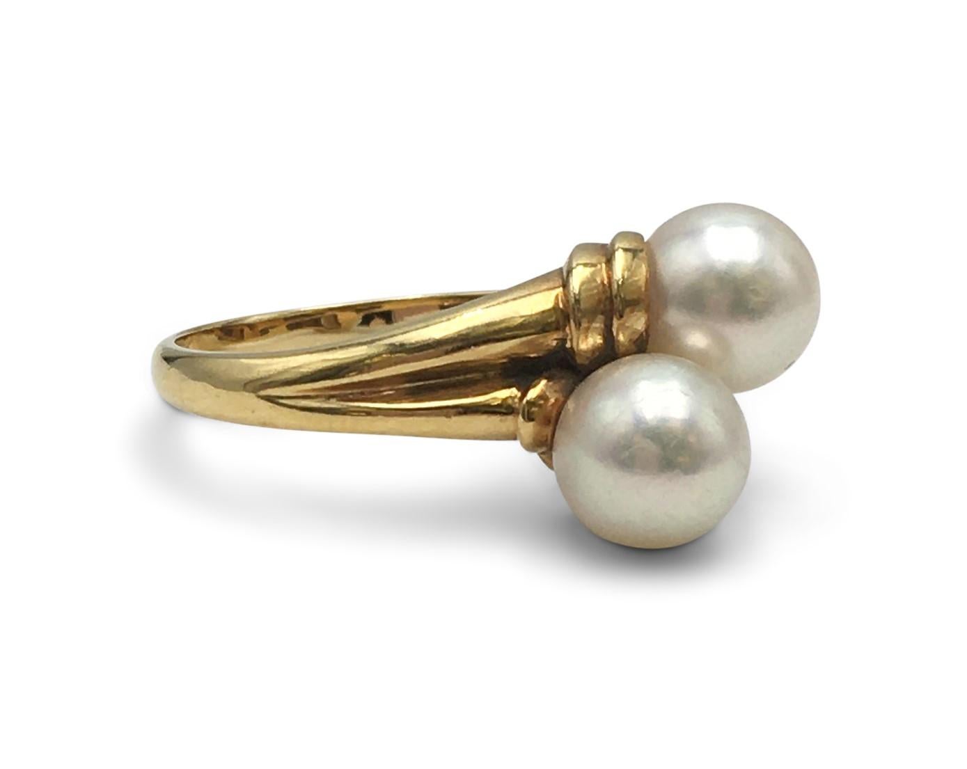 Bead Mikimoto Gold Pearl Bypass Ring