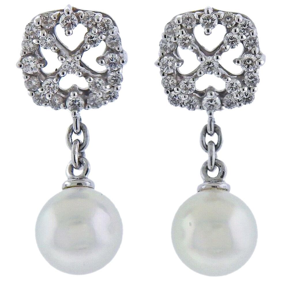 Mikimoto Gold Pearl Diamond Drop Earrings