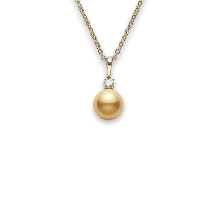 Mikimoto Golden South Sea Cultured Pearl and Diamond Necklace PPS902GDK In New Condition For Sale In Wilmington, DE