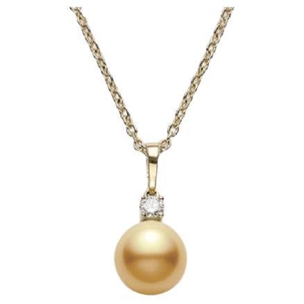 Mikimoto Golden South Sea Cultured Pearl and Diamond Necklace PPS902GDK For Sale