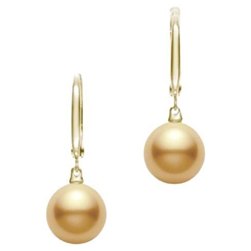 Mikimoto Boucles d'oreilles en or jaune 18 carats avec perles de culture des mers du Sud dorées MEA10183GXX