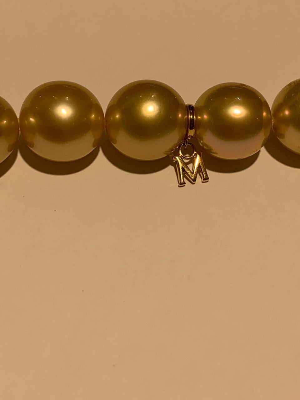 Taille ronde Mikimoto Collier de perles dorées des mers du Sud XND13517GOX53851 en vente