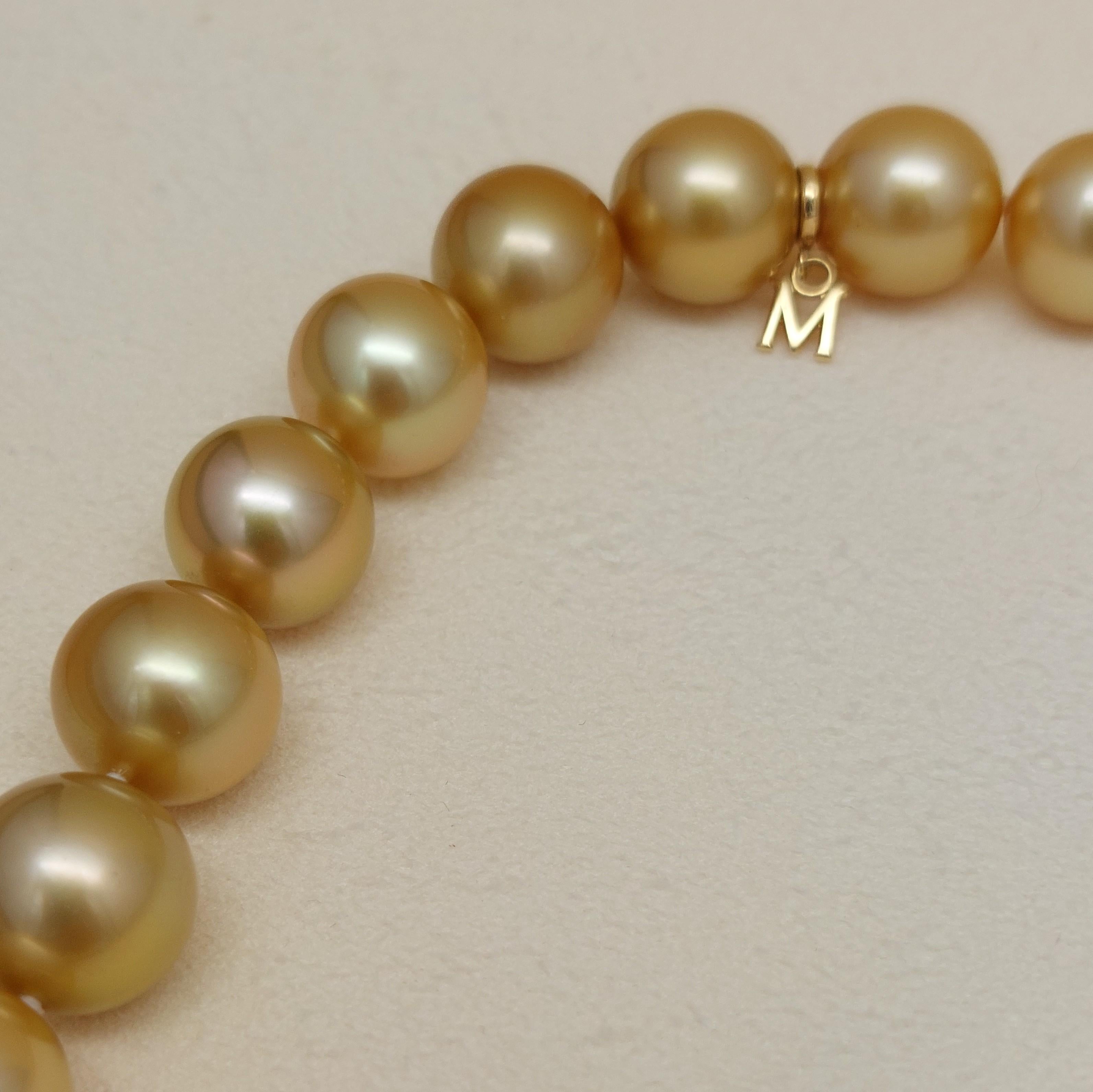 Collana di perle dei mari del sud dorate di Mikimoto In condizioni ottime in vendita a Vero Beach, FL