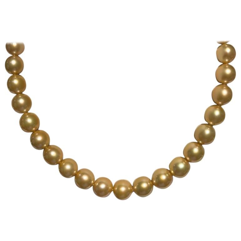 Mikimoto Golden South Sea Pearl Necklace XND13517GOX53851 For Sale