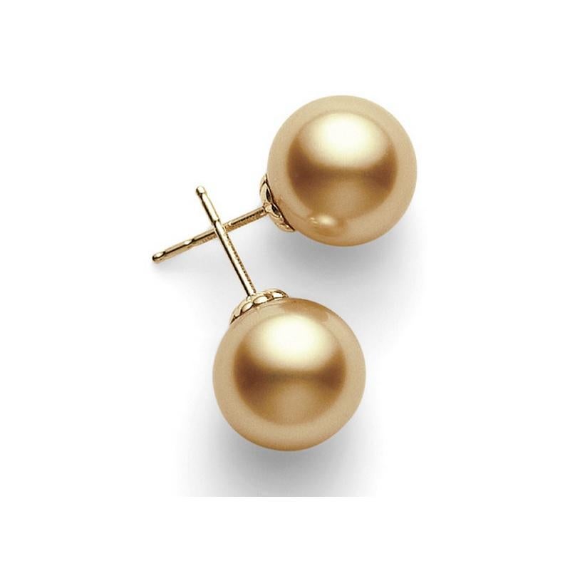 Mikimoto Golden South Sea Stud Earrings PES1002GK In New Condition In Wilmington, DE