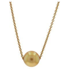 Collana con ciondolo di perle dorate dei mari del sud di Mikimoto - Oro giallo 18k regolabile
