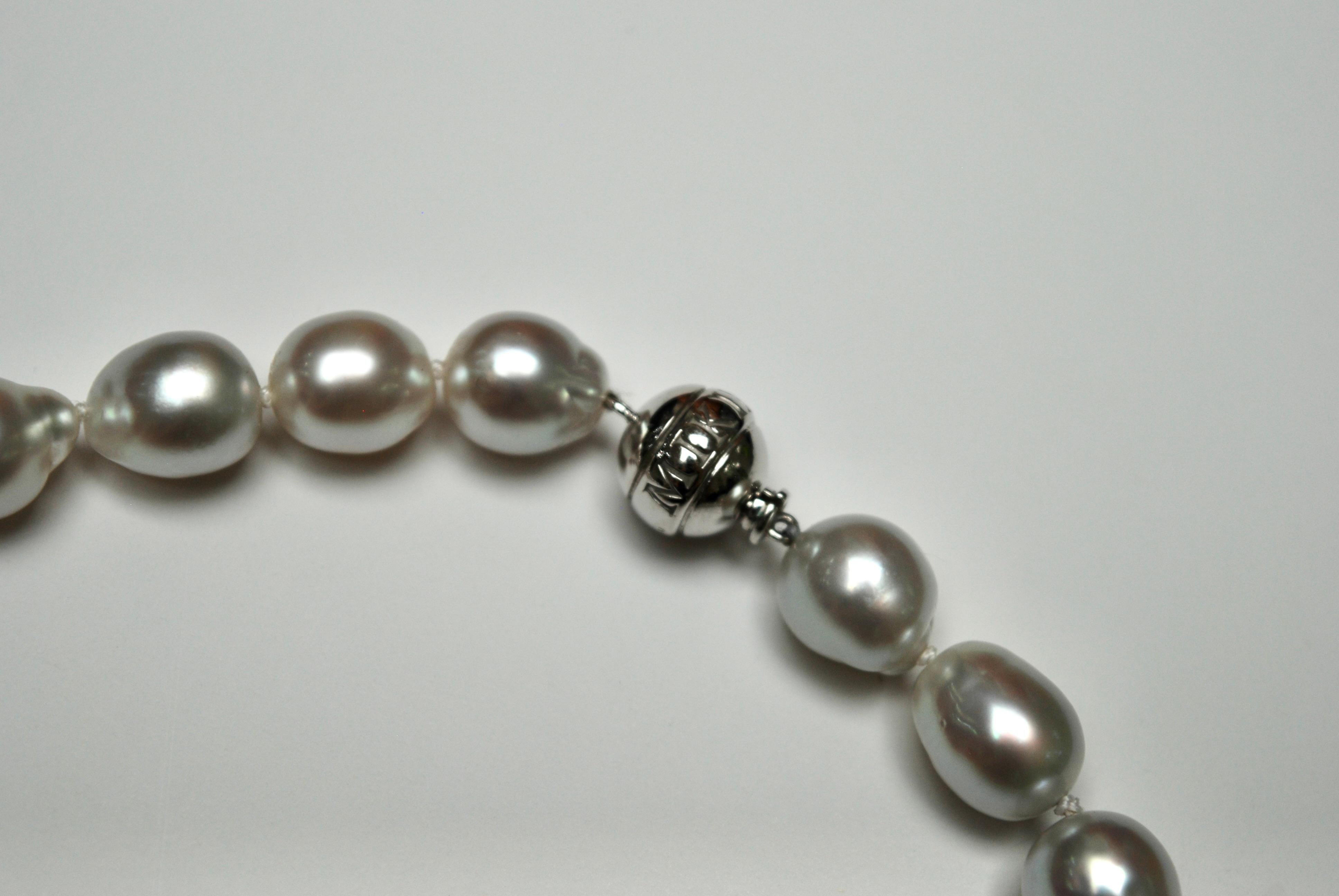 Women's or Men's Mikimoto Graduated Baroque Pearl Necklace For Sale