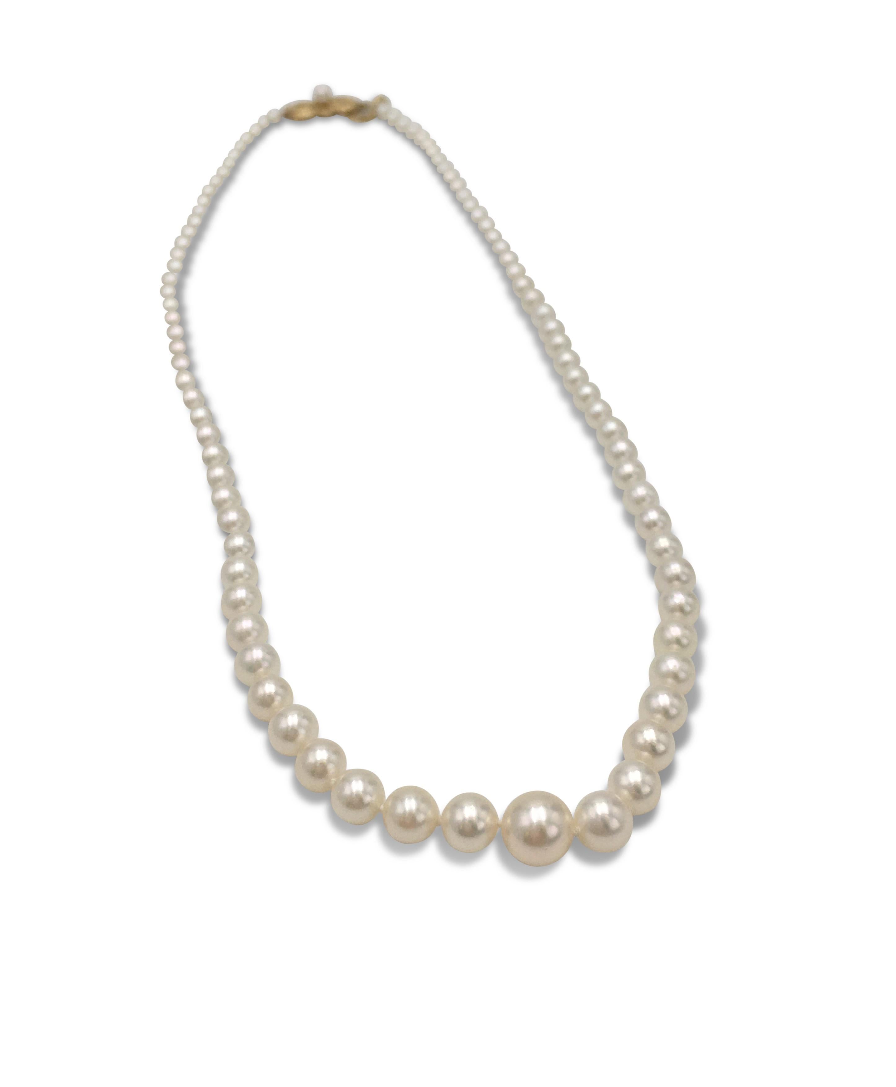 vintage mikimoto graduated pearl necklace