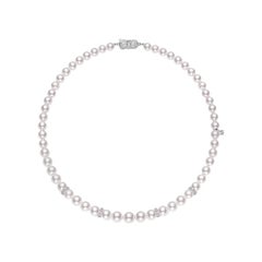 Mikimoto Graduated Pearl Strand Necklace with Diamond Rondelles UZ901181WGS14