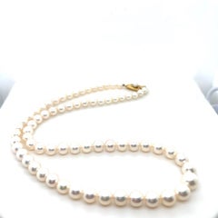 Mikimoto Graduated Pearl Yellow Gold Necklace