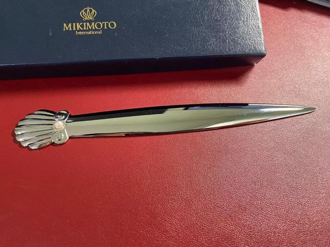 Mixed Cut Mikimoto International Shell With Pearl Gold Tone Letter Opener
