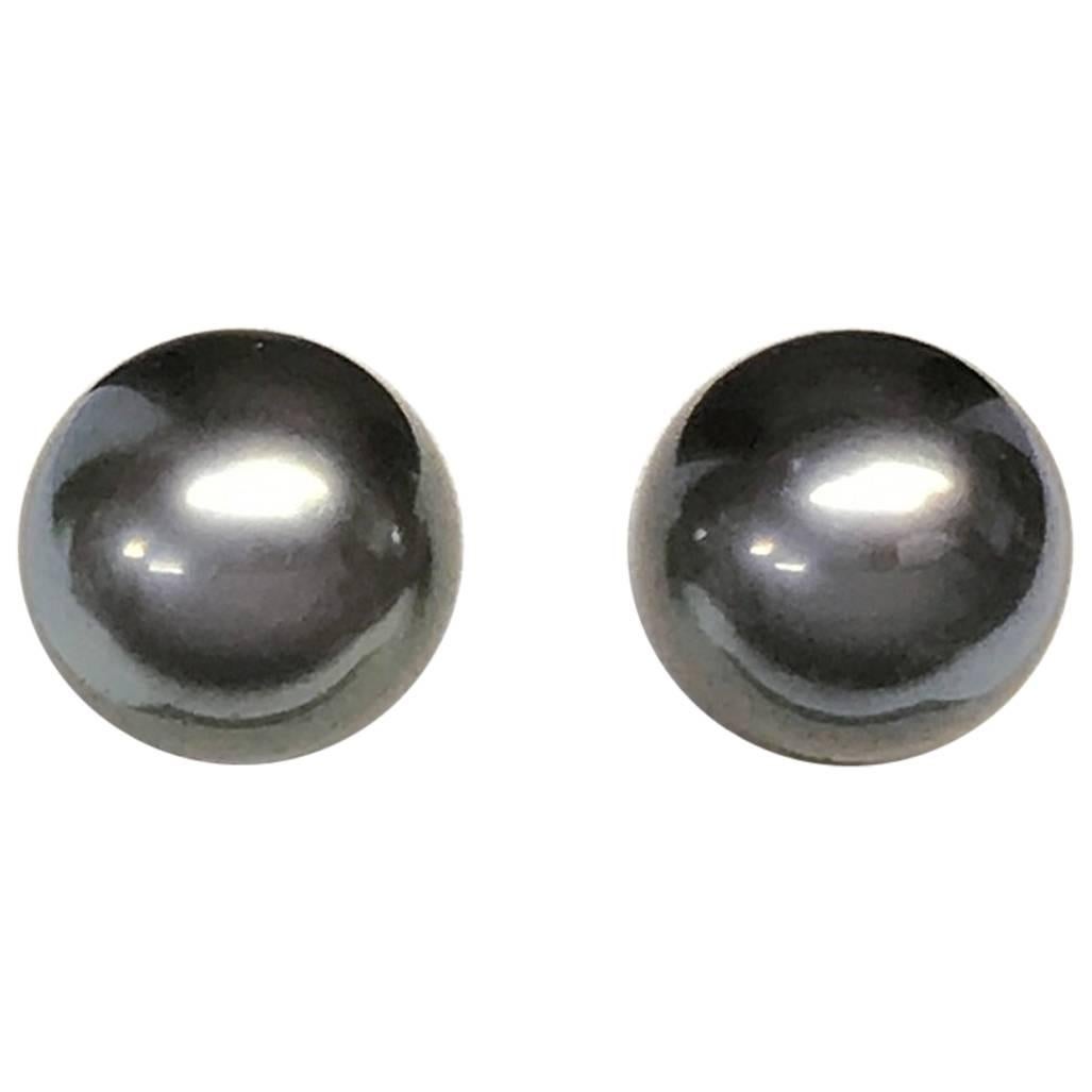 Mikimoto Japanese Akoya Cultured Black Pearl Earrings