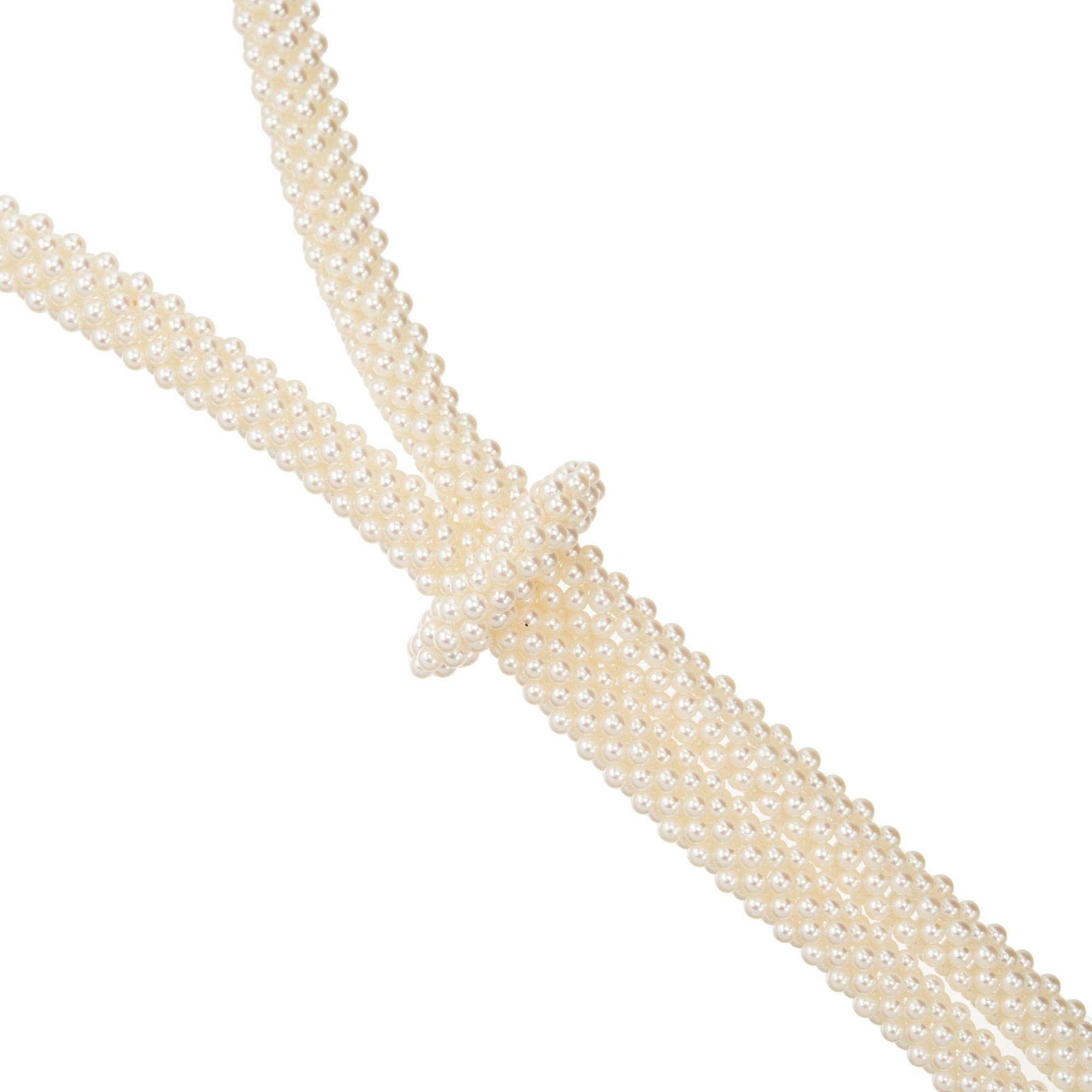 Taglio rotondo Mikimoto - Collana di perle giapponesi Akoya coltivate in stile Y in vendita