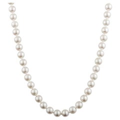 Mikimoto Knotted Cultured Pearl Necklace w 18 Karat Yellow Gold Filigree Clasp