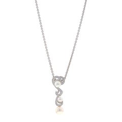 Mikimoto Laguna Akoya Pearl Diamond Necklace - White Gold 18k .40ctw Adjustable