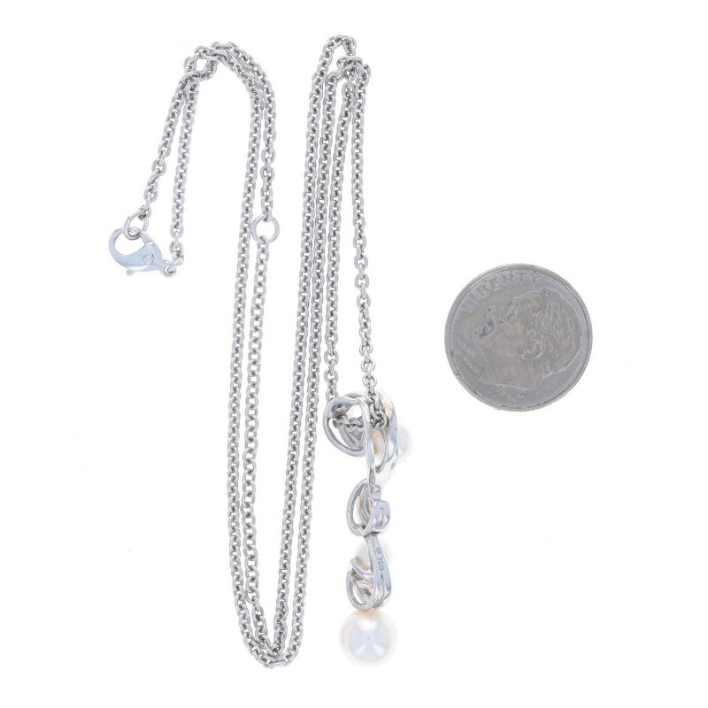 Donna Mikimoto Collana di diamanti con perle Akoya di Laguna - Oro bianco 18k .40ctw Regolabile in vendita