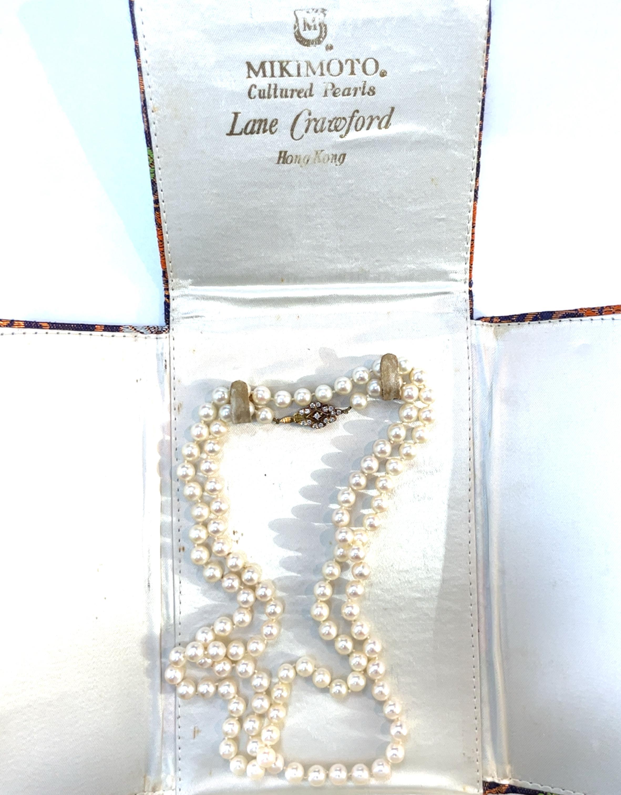 Mikimoto Lane Crawford Pearl String Necklace in 14k Yellow Gold In condizioni ottime in vendita a New York, NY