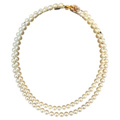 Mikimoto Lane Crawford Pearl String Necklace in 14k Yellow Gold