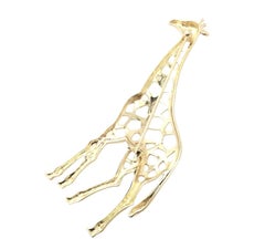 Mikimoto Large Giraffe Yellow Gold Pin Brooch