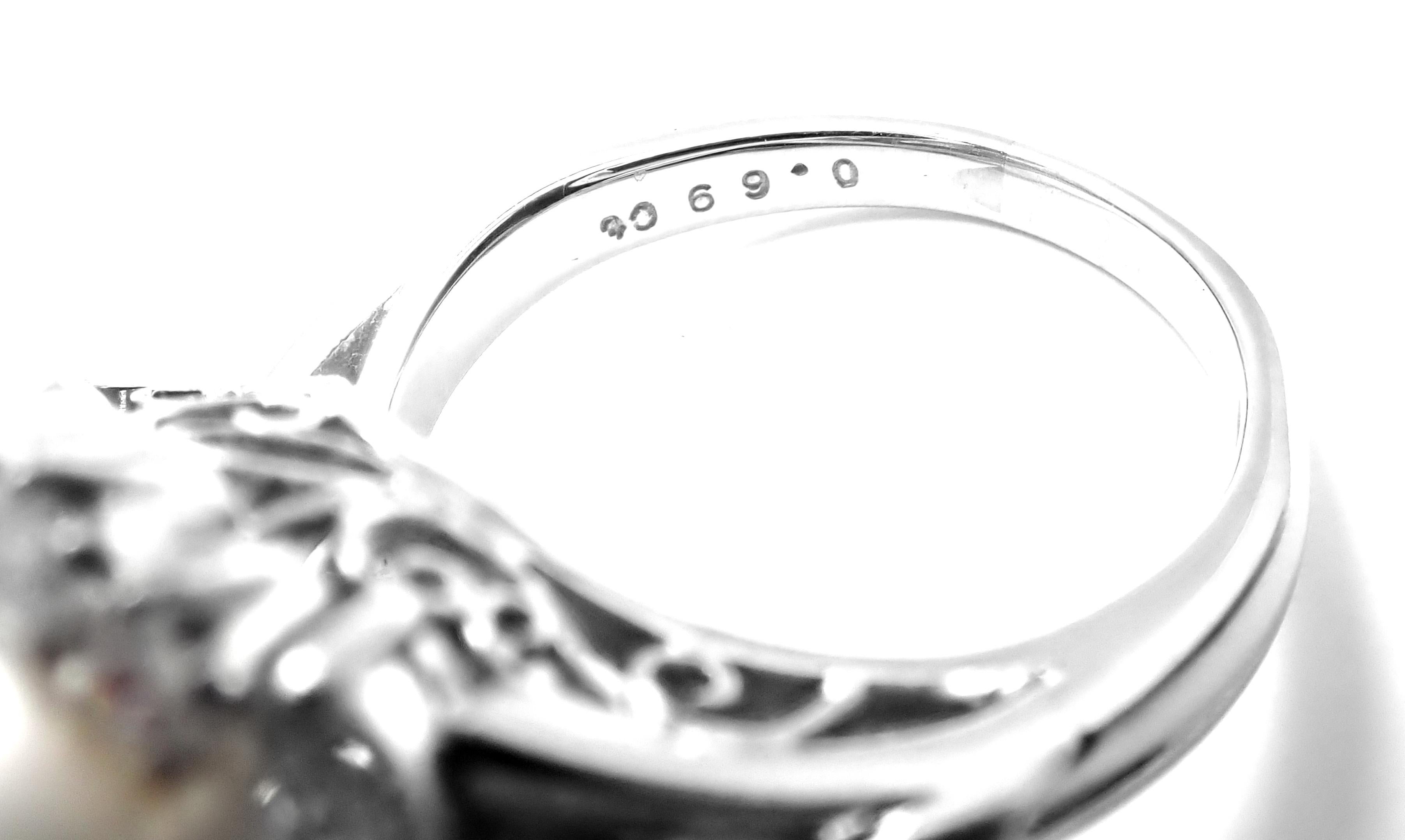 Women's or Men's Mikimoto Large South Sea Pearl Diamond Platinum Ring