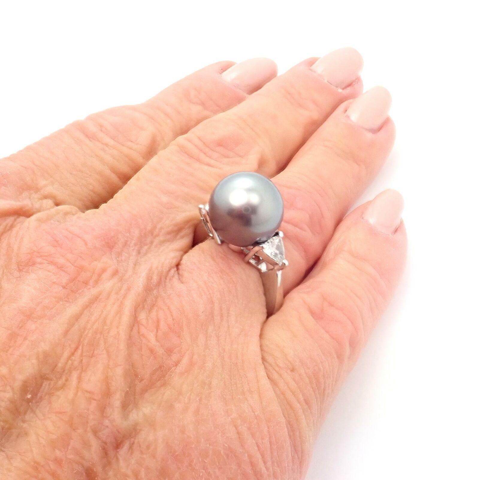 Mikimoto Großer Tahiti-Perlen-Diamant-Platinring für Damen oder Herren im Angebot