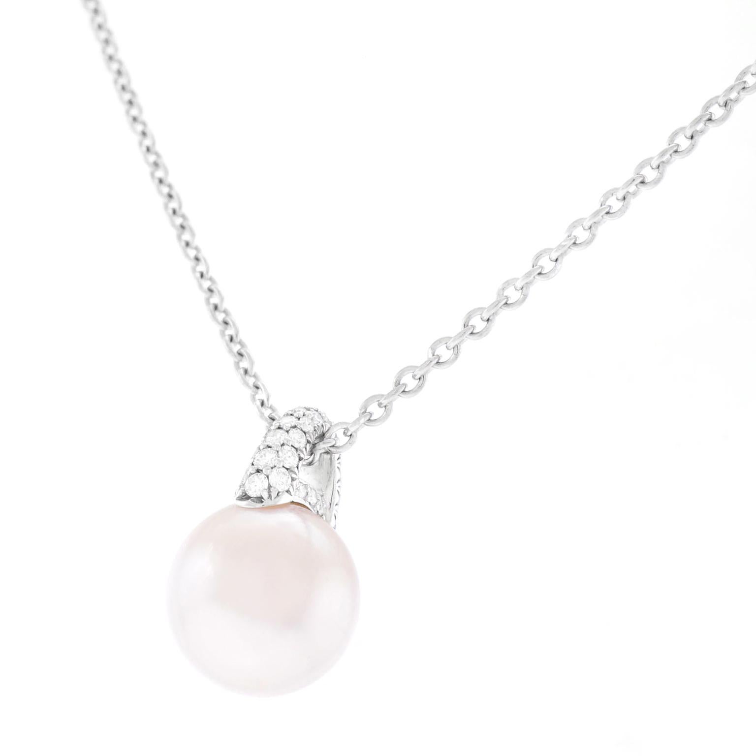 Mikimoto Lavender Pearl and Diamond Pendant and Chain 2