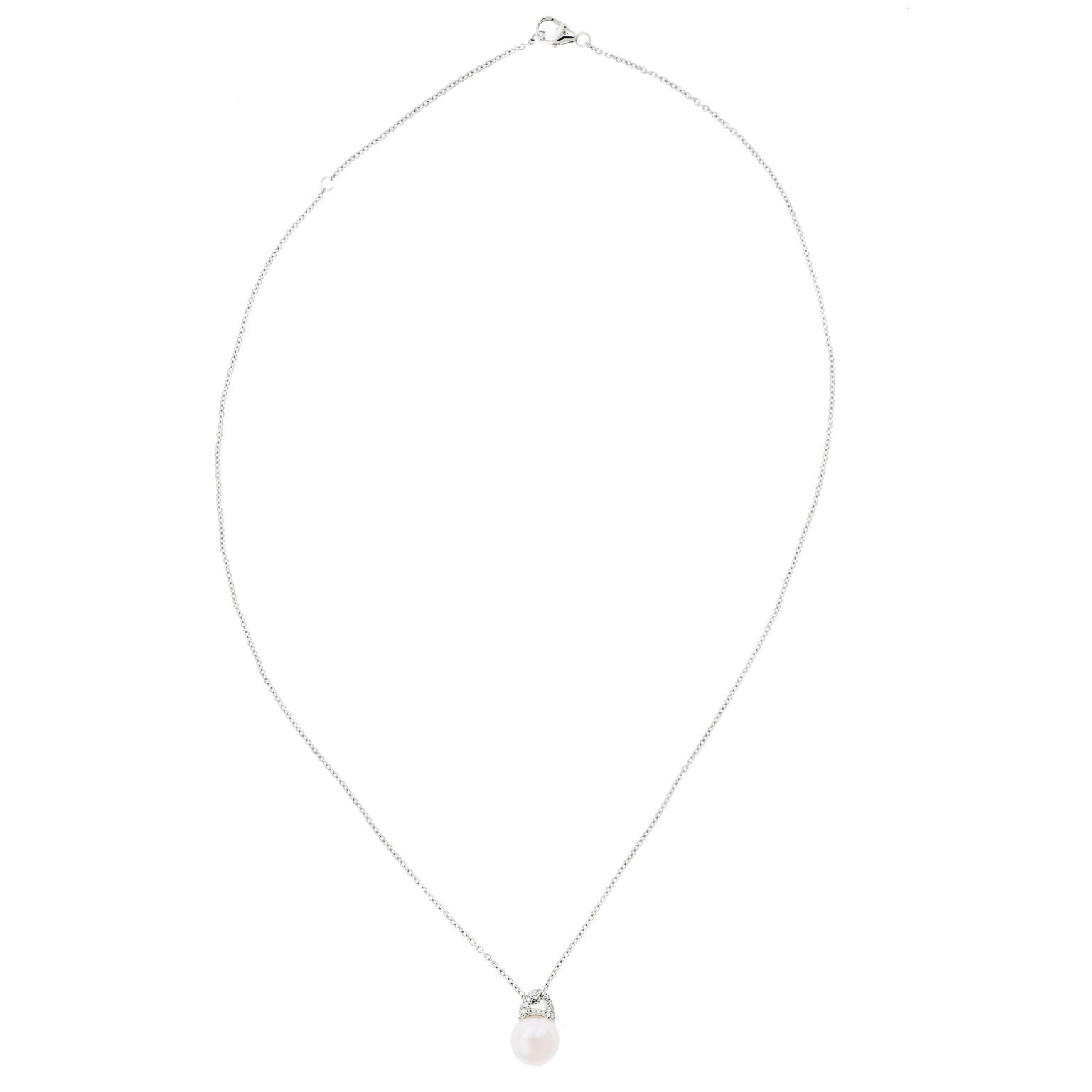 Mikimoto Lavender Pearl and Diamond Pendant and Chain 3